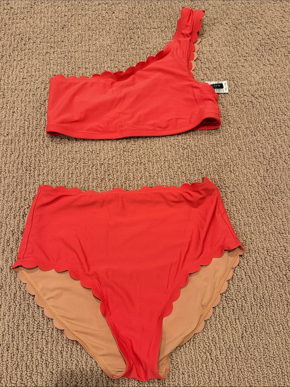 J. Crew Coral Scalloped Bikini